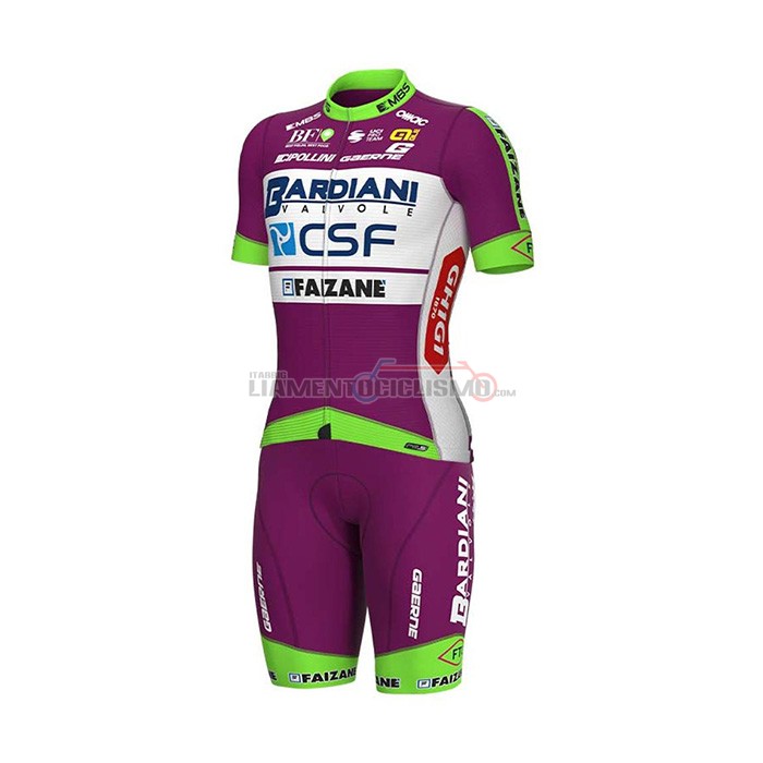 Abbigliamento Ciclismo Bardiani Csf Manica Corta 2022 Viola Verde